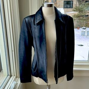 Jones New York M women’s black leather jacket